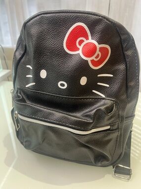 Hello Kitty Black Backpack with Red Bow Accent